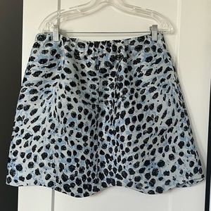Ganni animal print mini skirt in blue size 42